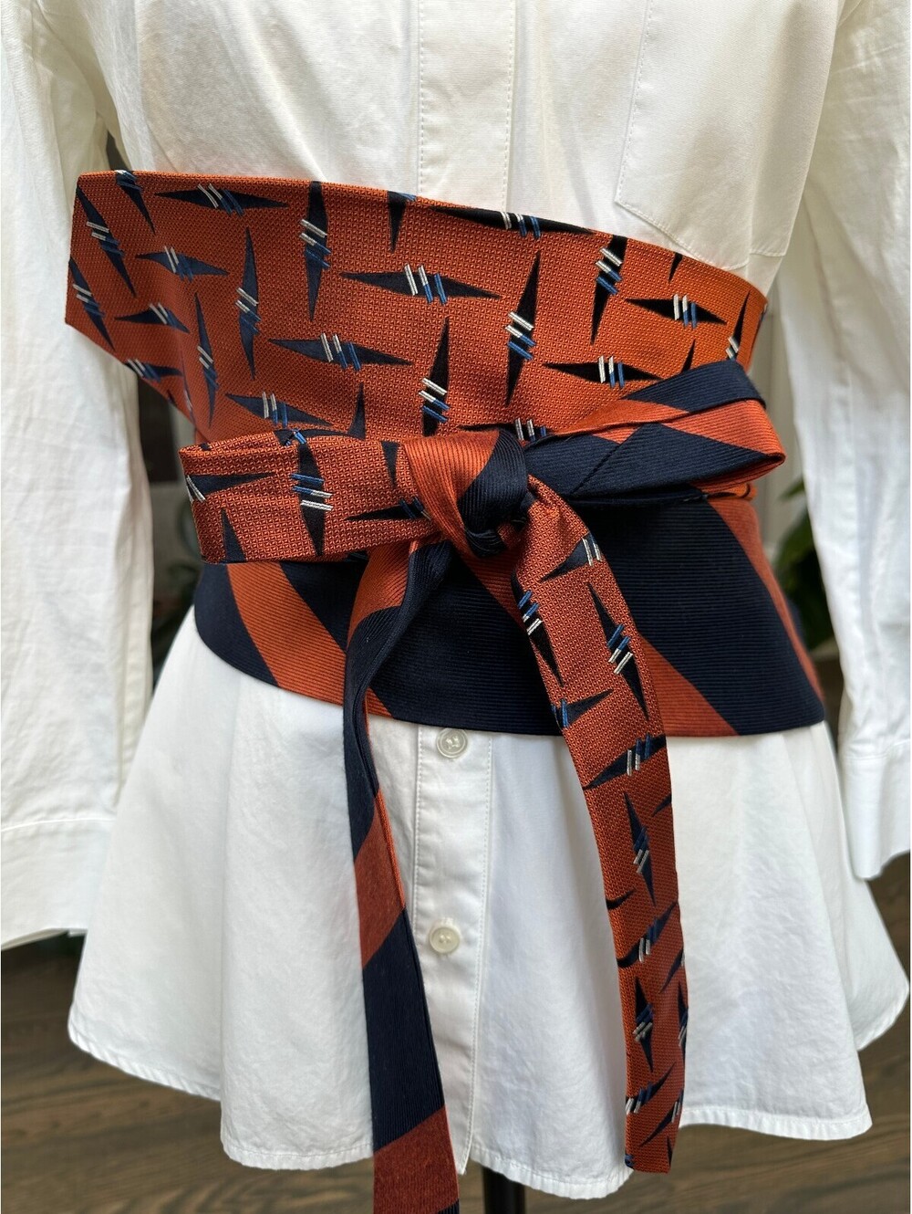 Upcycled Silk Necktie Obi Belt | Handmade Corset Style Belt | One-of-a-Kind | OS